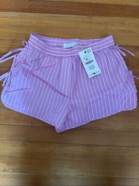 Zara Pink & White Striped Athletic Shorts